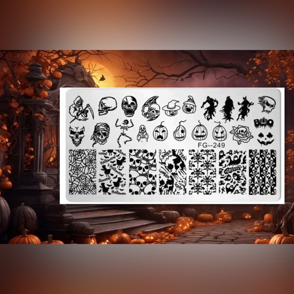 Other - $5 HALLOWEEN STAINLESS STEEL WITH WHITE BACKING NAIL STAMPING PLATE. NEW. $5 IF